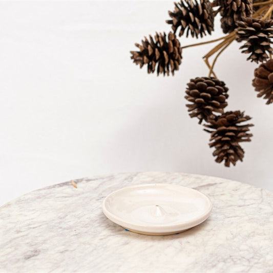White Stoneware Incense Holder, Stoneware Incense Burner, Handmade Incense Dish, Bncense Stick Burner, Incense Stick Holder. White Incense