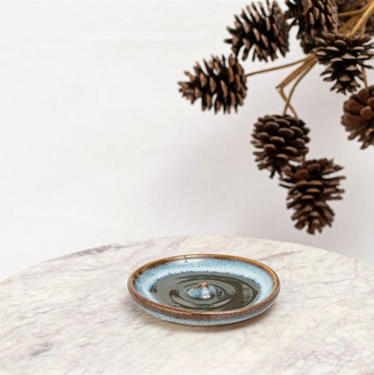 Starry Sky Stoneware Incense Holder, Blue Stoneware Incense Burner, Handmade Incense Dish, Incense Stick Burner, Incense Stick Holder.