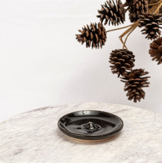 Black Stoneware Incense Holder, Stoneware Incense Burner, Handmade Incense Dish, Incense Stick Burner, Incense Stick Holder.