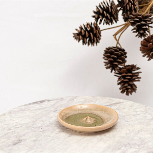 Rocky Green Stoneware Incense Holder, Stoneware Incense Burner, Handmade Incense Dish, Incense Stick Burner, Incense Stick Holder.