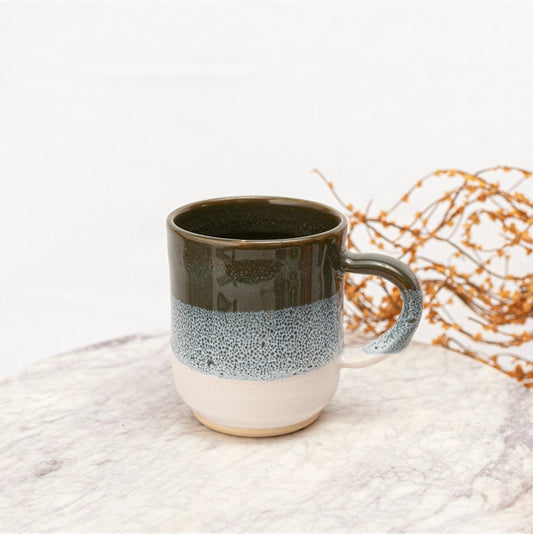 Dark Blue Tricolor Stoneware Mug With Handle, Stoneware Coffee Mug, Pottery Mug Handmade, Handmade Pottery Mug.Modern Mug, Stoneware Tea Mug
