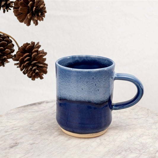 Dripped Blue Stoneware Mug With Handle, Stoneware Coffee Mug, Pottery Mug Handmade, Handmade Pottery Mug.Modern Mug, Stoneware Tea Mug