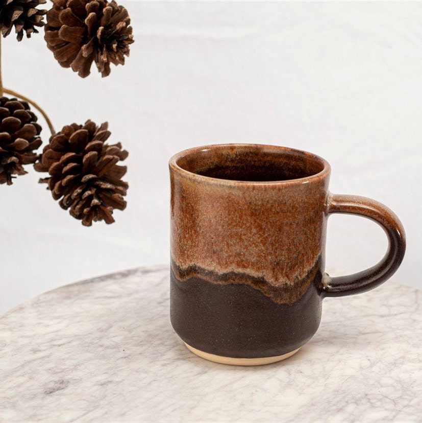 Brown Agate Stoneware Mug With Handle, Stoneware Coffee Mug, Brown Pottery Mug Handmade,  Handmade Pottery Mug. Stoneware Tea Mug, Brown Mug